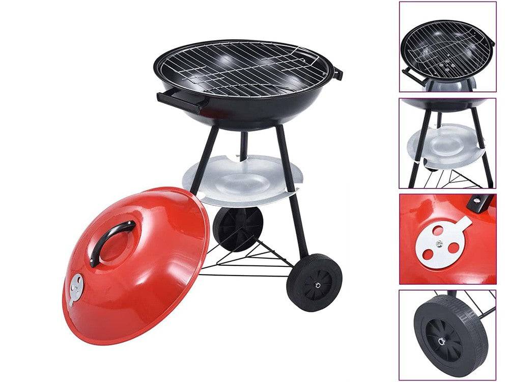 Barbecue  charbon de bois avec roues  couvercle verrouillable 50 cm - Image 4