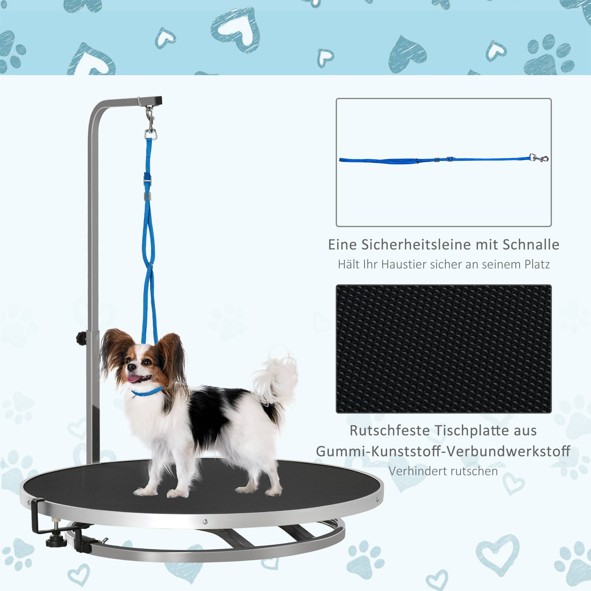 Table de Toilettage Rotative Chien Plateau Antidérapant Bras Ajustable Ø65cm Noir - ComfortXL Pet Living - Image 5