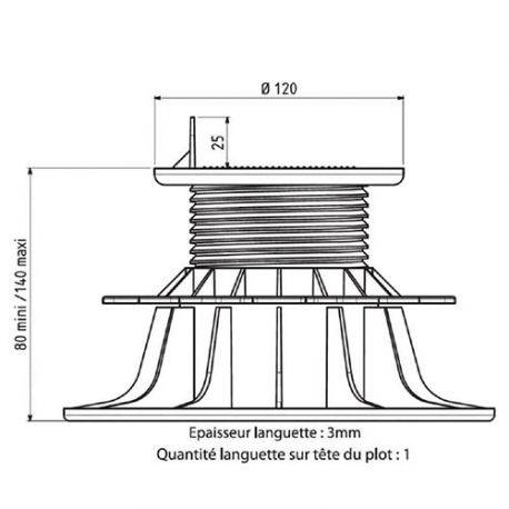 Jouplast - Plot réglable pour lambourde de terrasse surélevée - 80-140mm - lot de 40 - Image 8