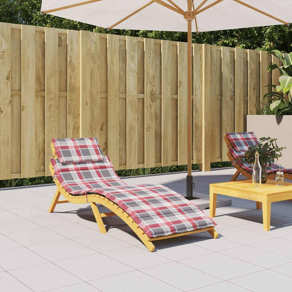 PANGIVO - Coussin de chaise longue polyester carreaux rouge 186 x 58 x 4 cm - PANGIVO - Image 1