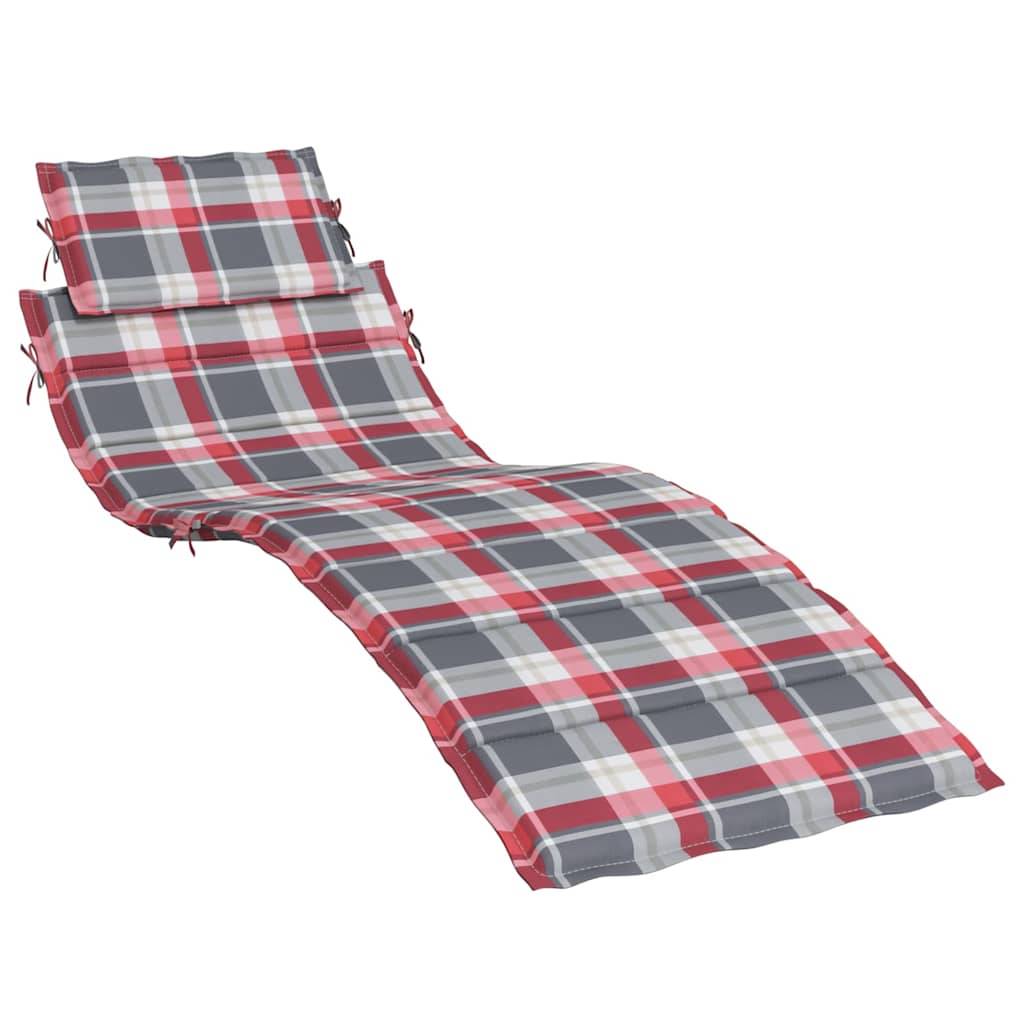 PANGIVO - Coussin de chaise longue polyester carreaux rouge 186 x 58 x 4 cm - PANGIVO - Image 2