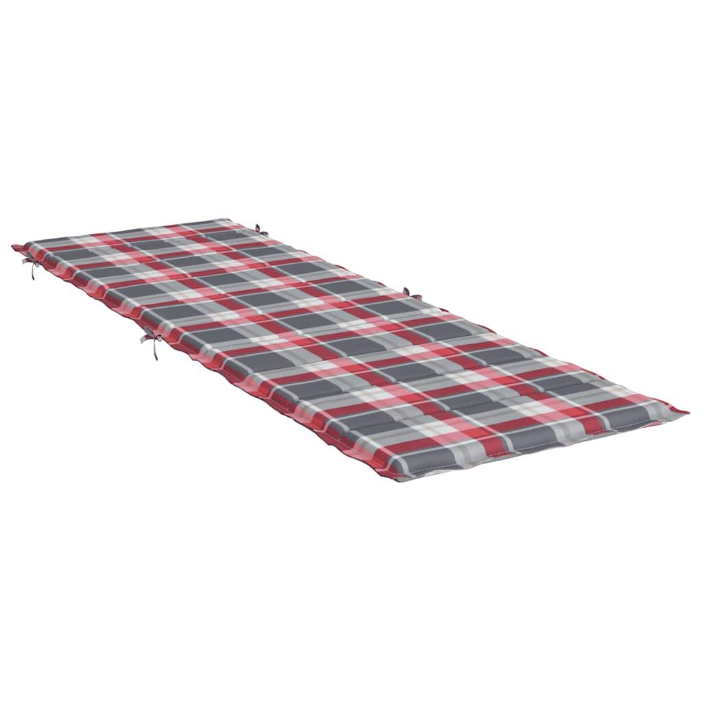 PANGIVO - Coussin de chaise longue polyester carreaux rouge 186 x 58 x 4 cm - PANGIVO - Image 4