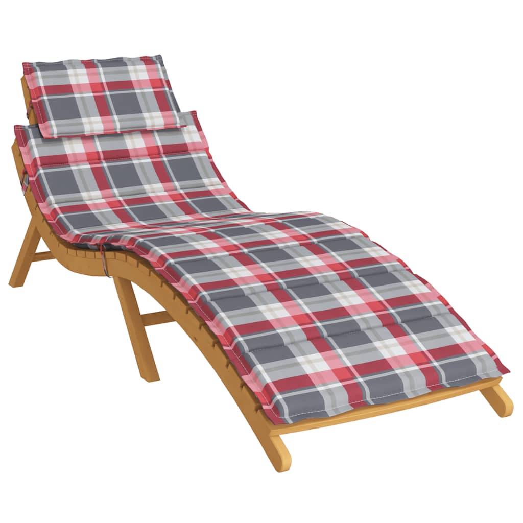 PANGIVO - Coussin de chaise longue polyester carreaux rouge 186 x 58 x 4 cm - PANGIVO - Image 3