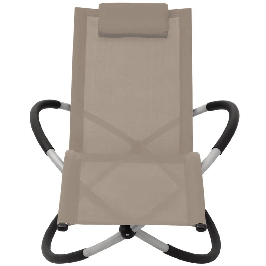 Helloshop26 - Transat chaise longue bain de soleil lit de jardin terrasse meuble d'extérieur géométrique d'extérieur acier taupe - Image 2