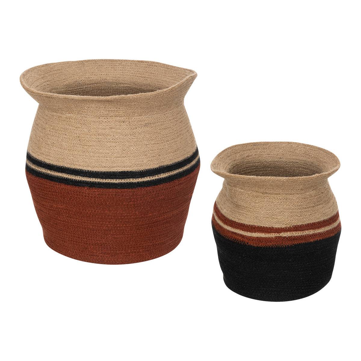 Lot de 2 Paniers de rangement en Jute colorée D 40 et D 30 cm - Image 1