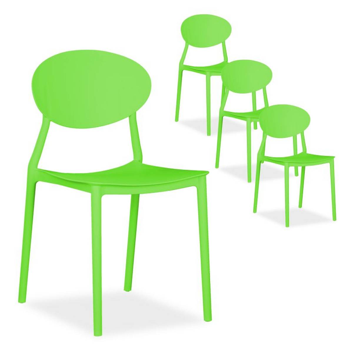 Lot de 4 Chaises de Jardin Vertes - Élégance et Confort Extérieur