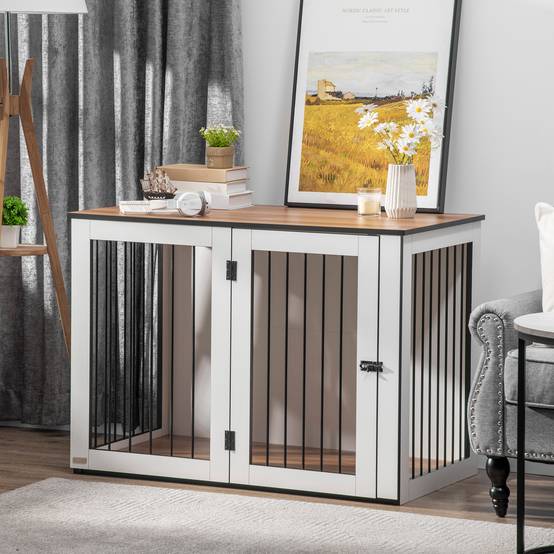 Caisse pour grand chien intérieur,106x60x76cm chêne et blanc - Image 4