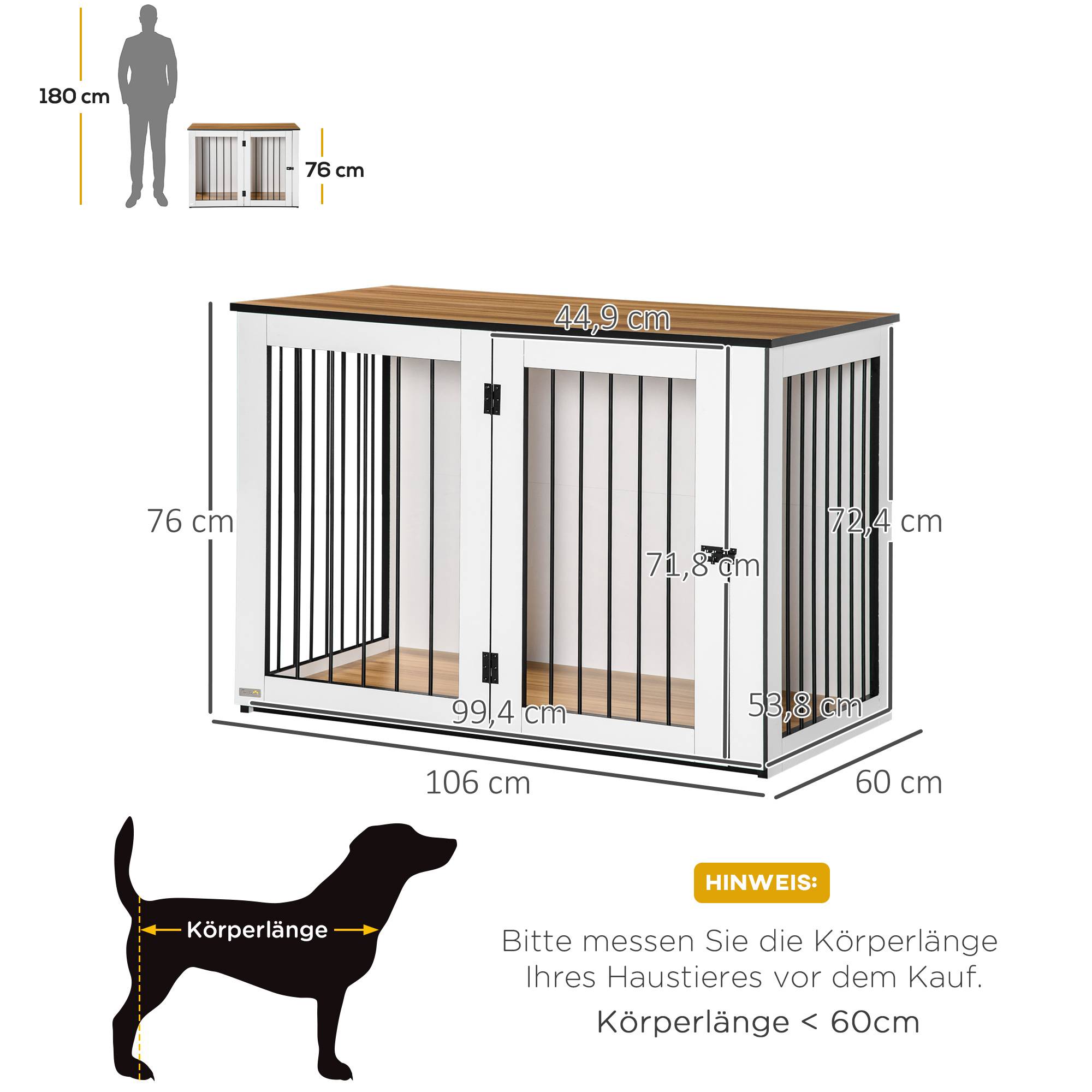Caisse pour grand chien intérieur,106x60x76cm chêne et blanc - Image 5
