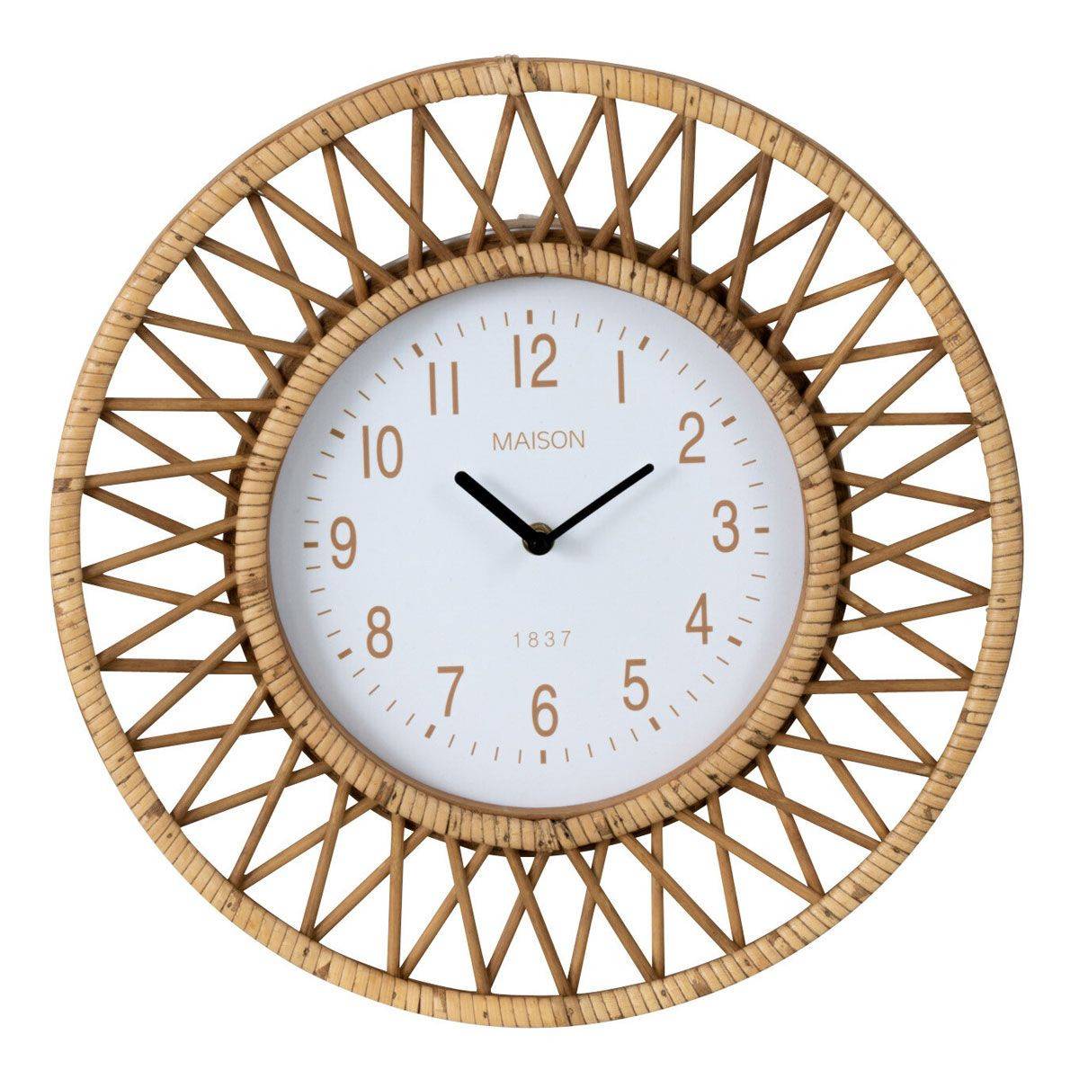 J-Line - Horloge Murale en Rotin "Wonder" 40cm Naturel - Image 1