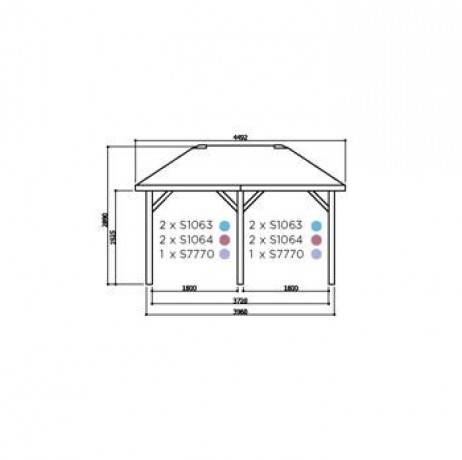 Carport base 6x5 H 4m, Ancrage A enfoncer, Panneaux de toit Aucun - Image 2