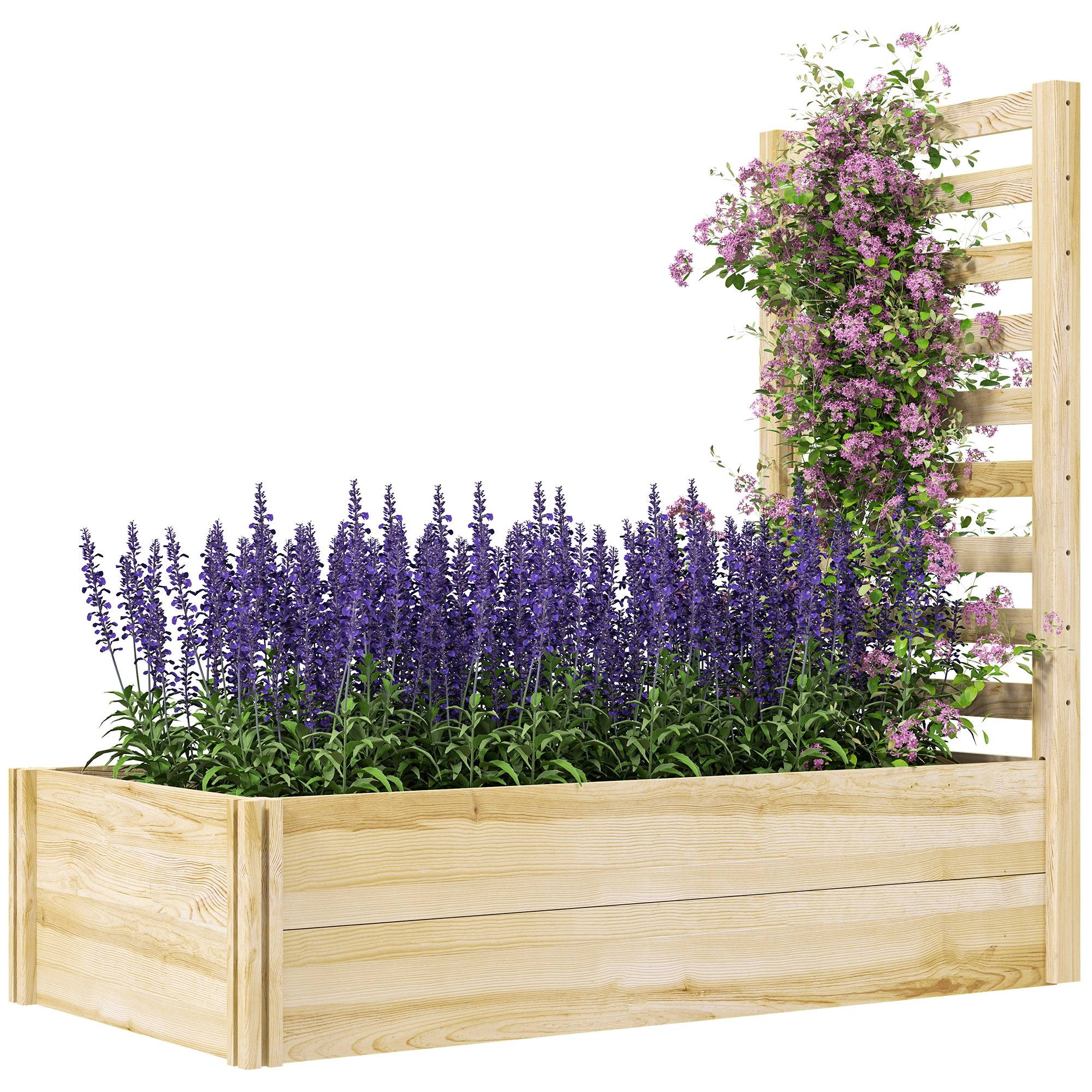 Jardinière avec treillis bac à fleurs jardinière de jardin dim. 115L x 60l x 110H cm effet bois naturel - Image 2