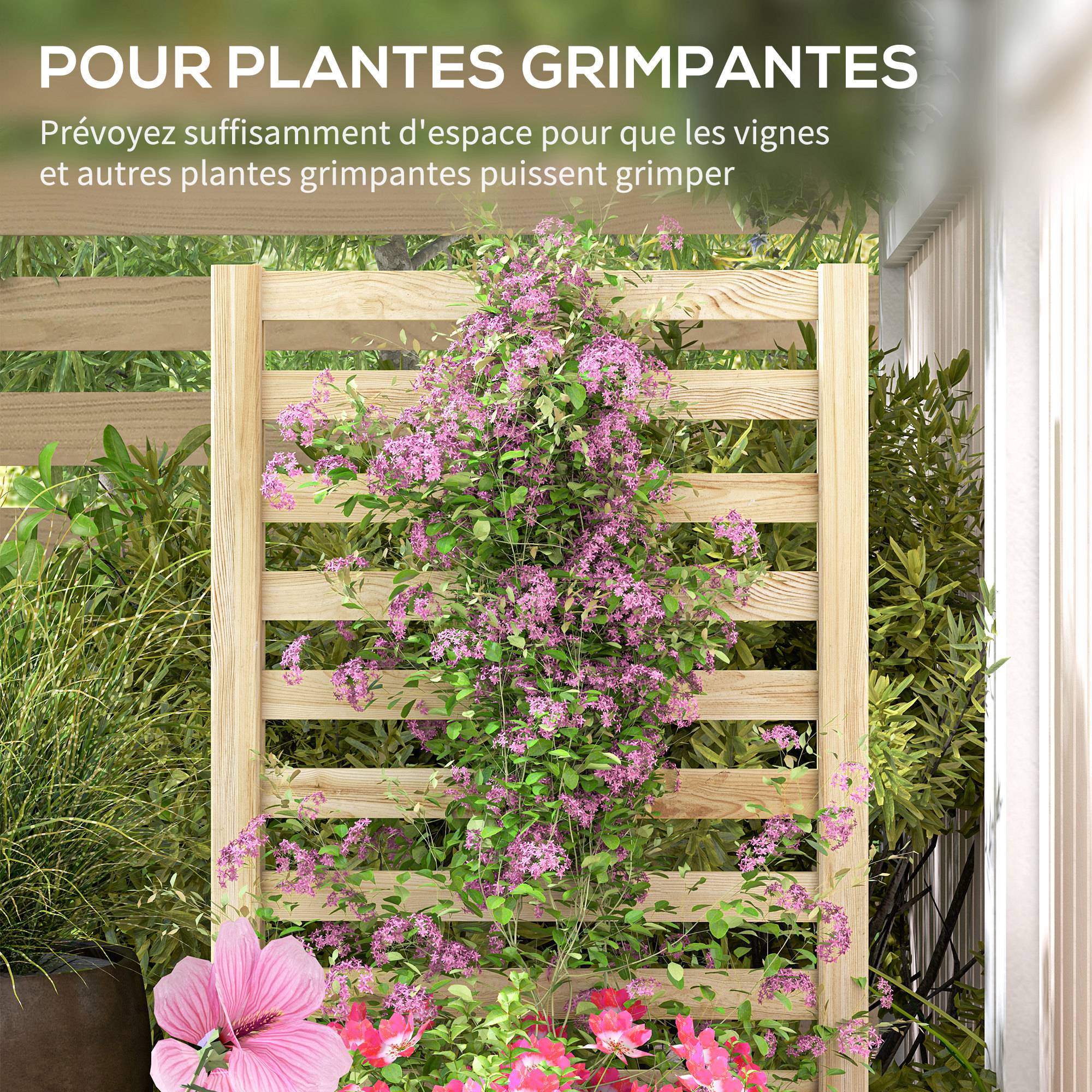 Jardinière avec treillis bac à fleurs jardinière de jardin dim. 115L x 60l x 110H cm effet bois naturel - Image 6