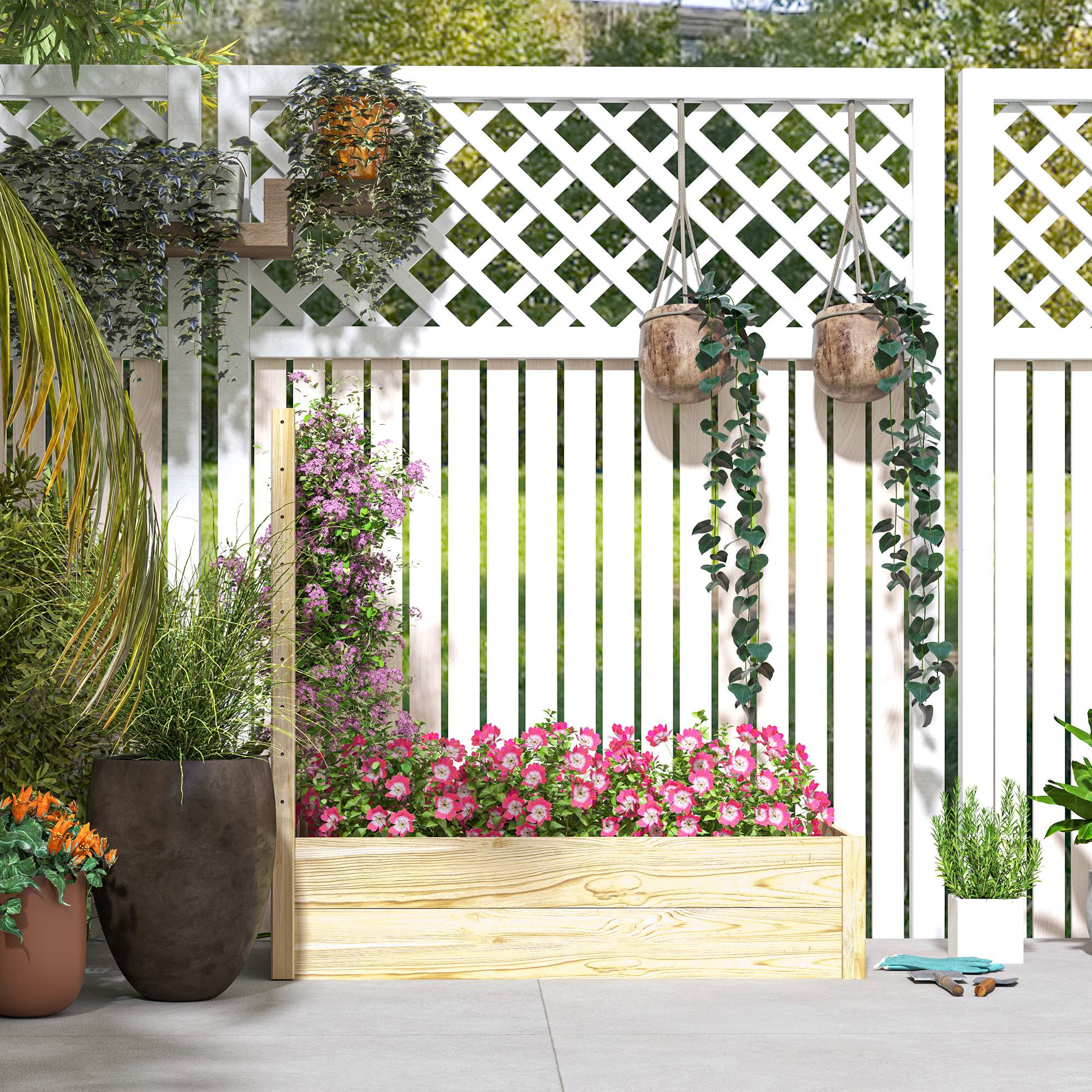 Jardinière avec treillis bac à fleurs jardinière de jardin dim. 115L x 60l x 110H cm effet bois naturel - Image 10