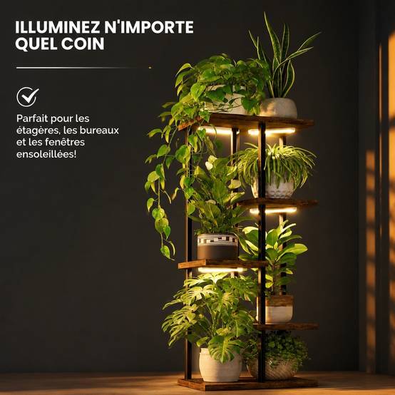Support à Plantes Intérieur 5 Niveaux Avec Lumières Full Spectrum Dimmable - Image 4