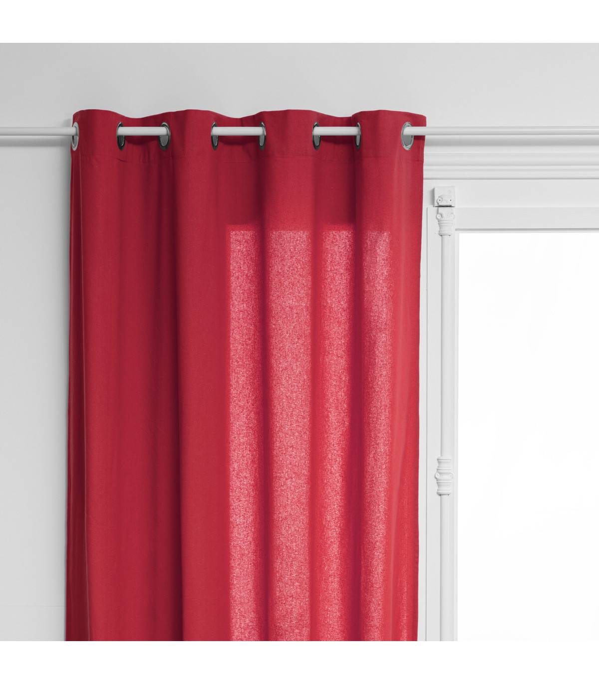 Atmosphera - Rideau à œillets en Coton Rouge 135 x 240 cm - Image 1