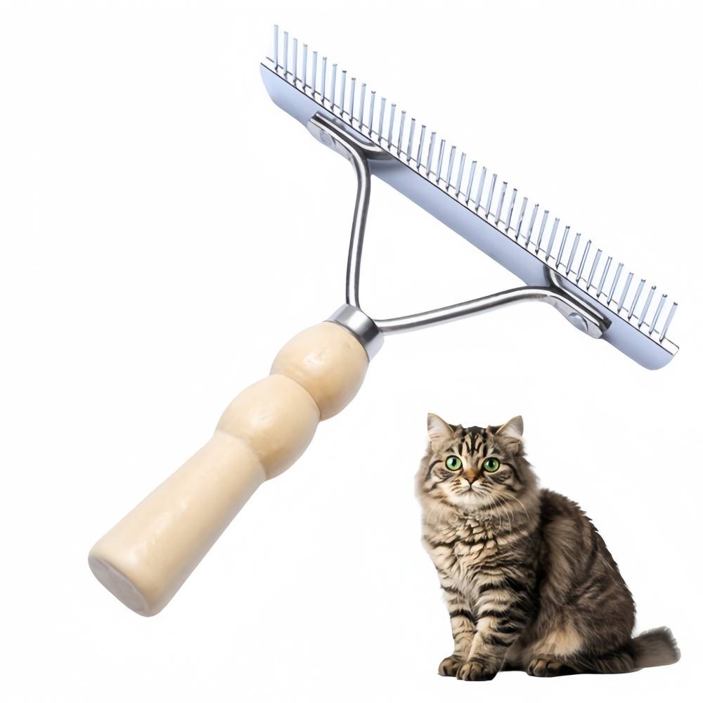 IntiMeg - Peigne de toilettage pour chat avec manche en bois IntiMeg - Image 1