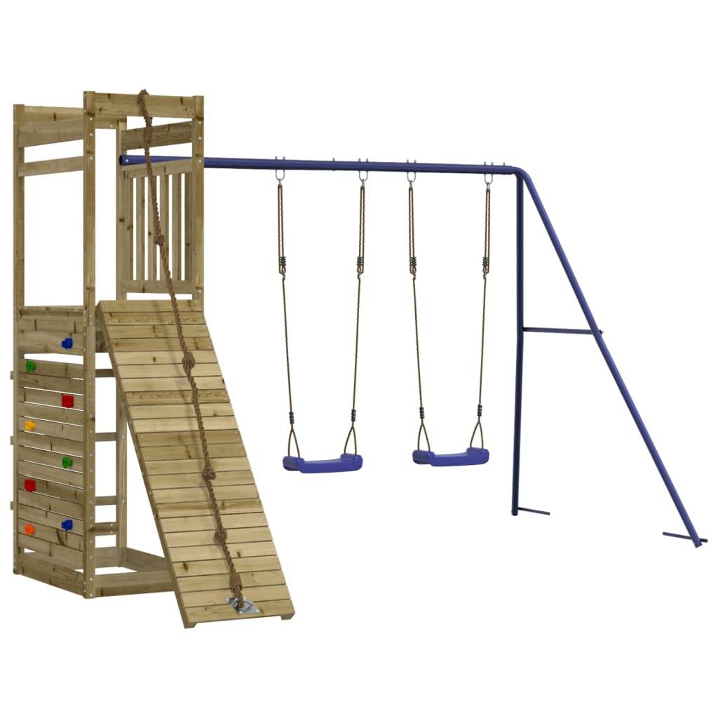 Helloshop26 - Aire de jeux d'extérieur balançoires toboggan portiques robuste 316 x 257 x 207 cm jeux jardin bois de pin imprégné - Image 3