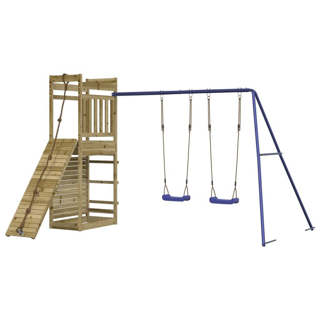 Helloshop26 - Aire de jeux d'extérieur balançoires toboggan portiques robuste 316 x 257 x 207 cm jeux jardin bois de pin imprégné - Image 1