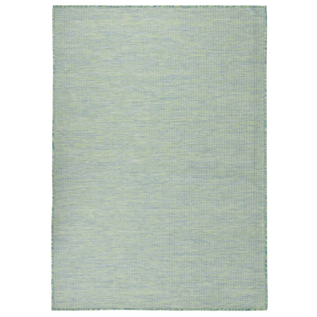 Très Grand Tapis Extérieur Tissage Plat en Polypropylène Anti-UV Turquoise 200x280 cm – ComfortXL Outdoor Living - Image 1