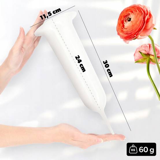 Vase Fiole Pour Cimetière 30cm Fleurs Artificielles Pointe Conduite Blanc - Image 2