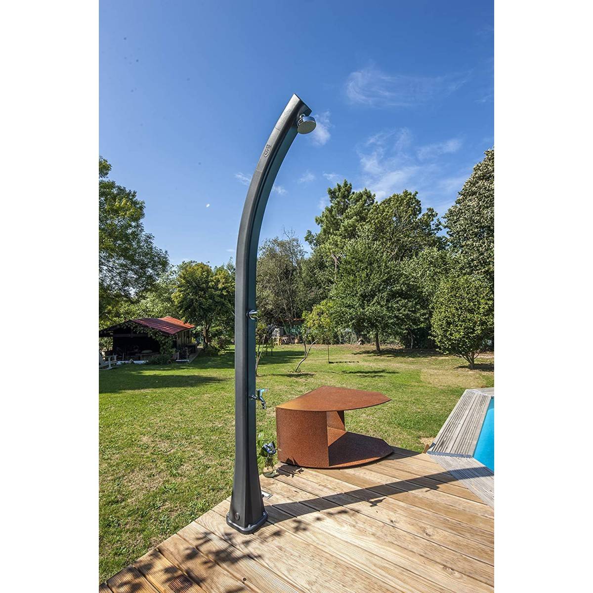 Gré - Douche solaire Professionnelle GRE Résine noire 25 litres Robinet mitigeur Piscines Plages Jardins - Image 6