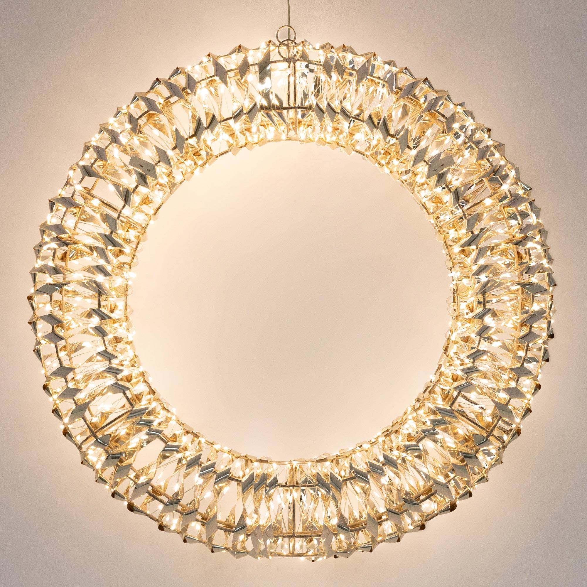 Ecd-Germany - Couronne lumineuse de Noël métallique Ø 50cm 720 micro LEDs lumière blanche chaude IP44 intérieur/extérieur minuterie anneau déco de porte fenêtre - Image 6