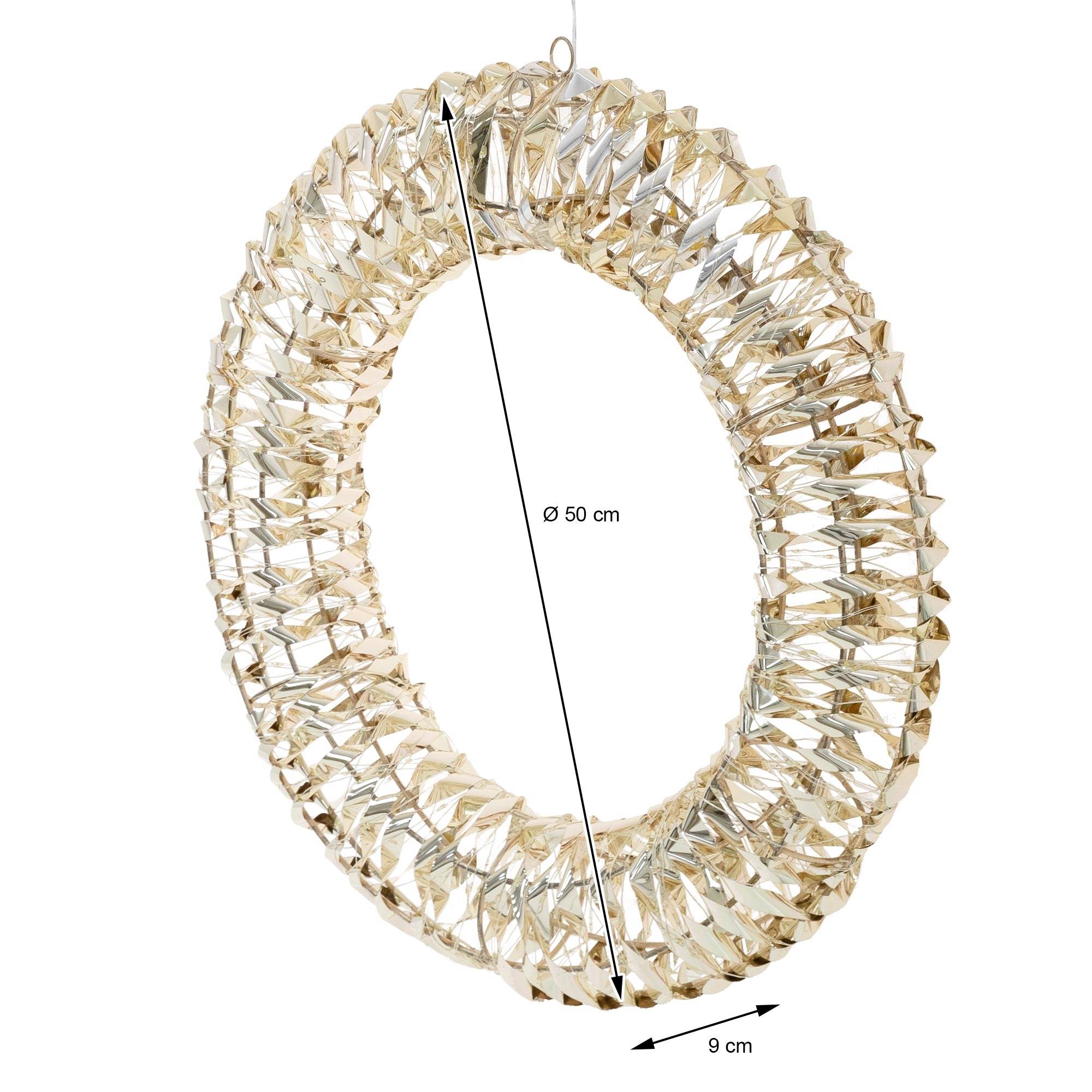 Ecd-Germany - Couronne lumineuse de Noël métallique Ø 50cm 720 micro LEDs lumière blanche chaude IP44 intérieur/extérieur minuterie anneau déco de porte fenêtre - Image 7