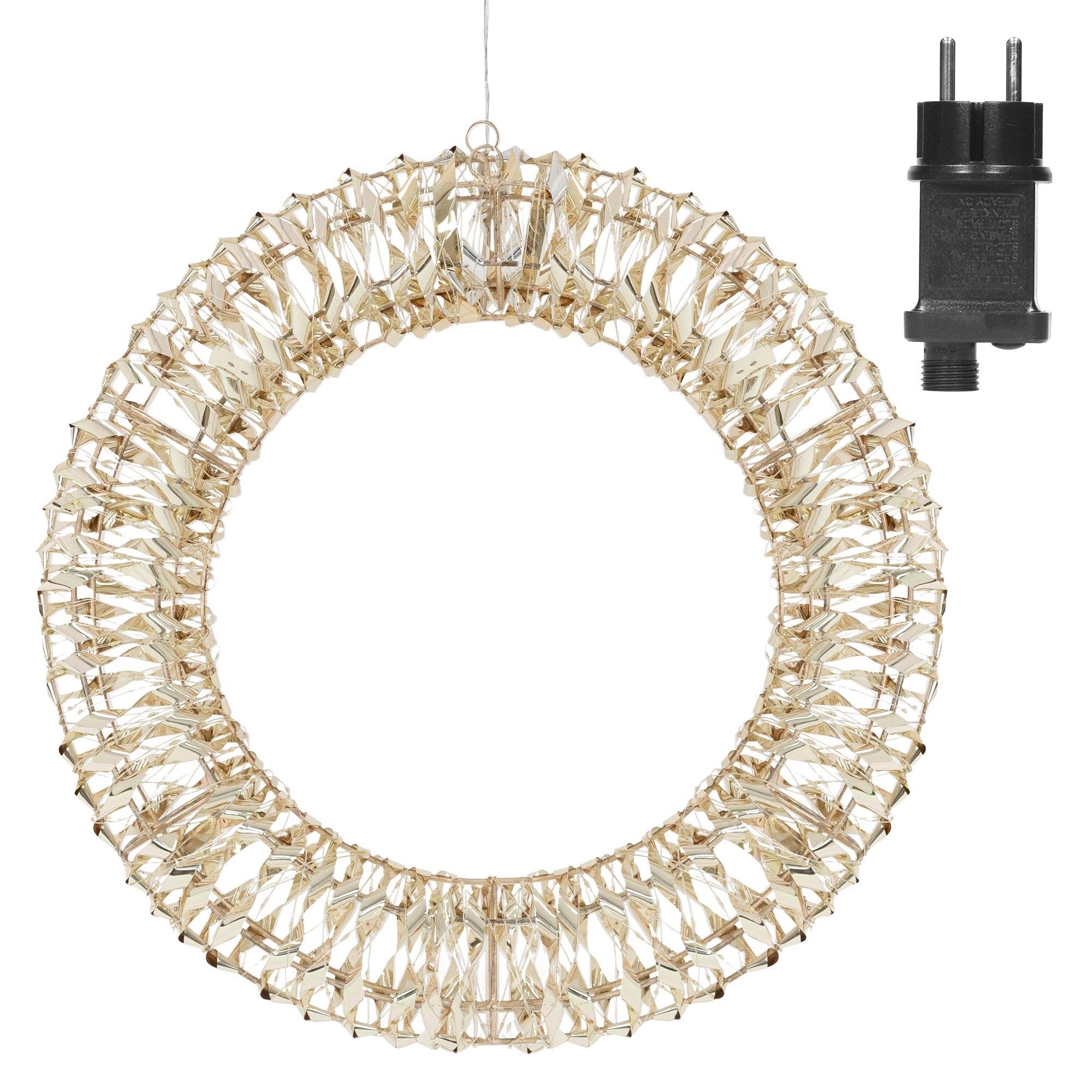 Ecd-Germany - Couronne lumineuse de Noël métallique Ø 50cm 720 micro LEDs lumière blanche chaude IP44 intérieur/extérieur minuterie anneau déco de porte fenêtre - Image 2