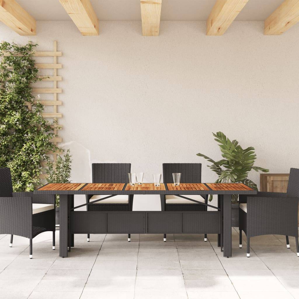 PANGIVO - Table de jardin résine tressée bois acacia noir 240 x 90 x 75 cm - PANGIVO - Image 3