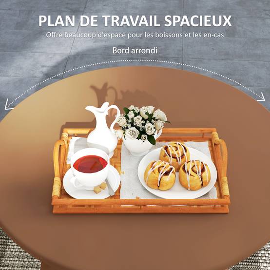 Petite table basse ronde, table d'appoint avec patins antidérapants, cadre en métal, pour jardin, Ø 70 x 42 cm, orange - Image 6