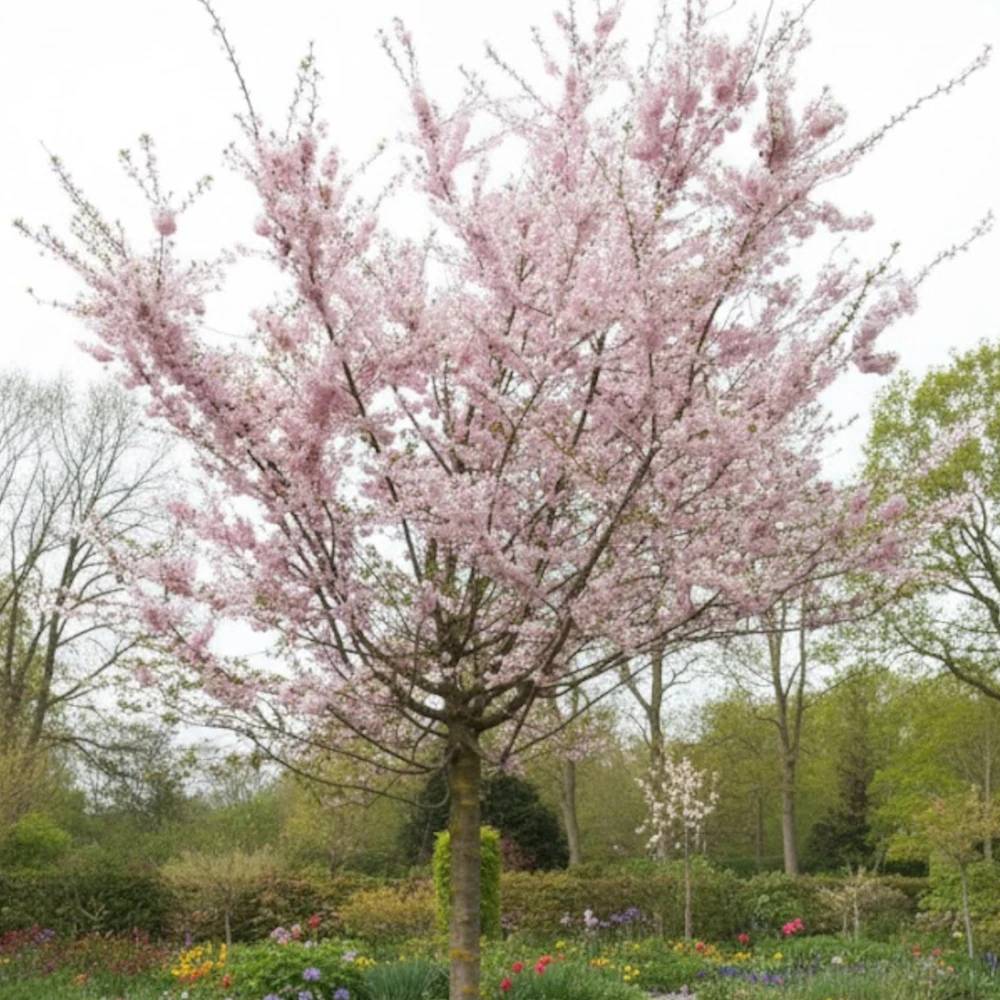 Cerisier du Japon Autumnalis Rosea, Cerisier à fleurs à fleurs Rose/ - feuillage Caduc - Pot de 30L - Tige 10/12