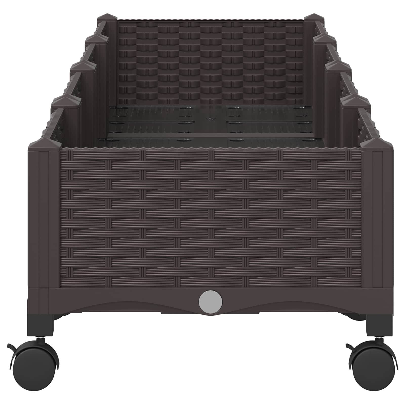 ComfortXL - Jardinière surélevée PP extérieur grande capacité sur roues 160x40x29cm Marron - ComfortXL Outdoor Living - Image 4