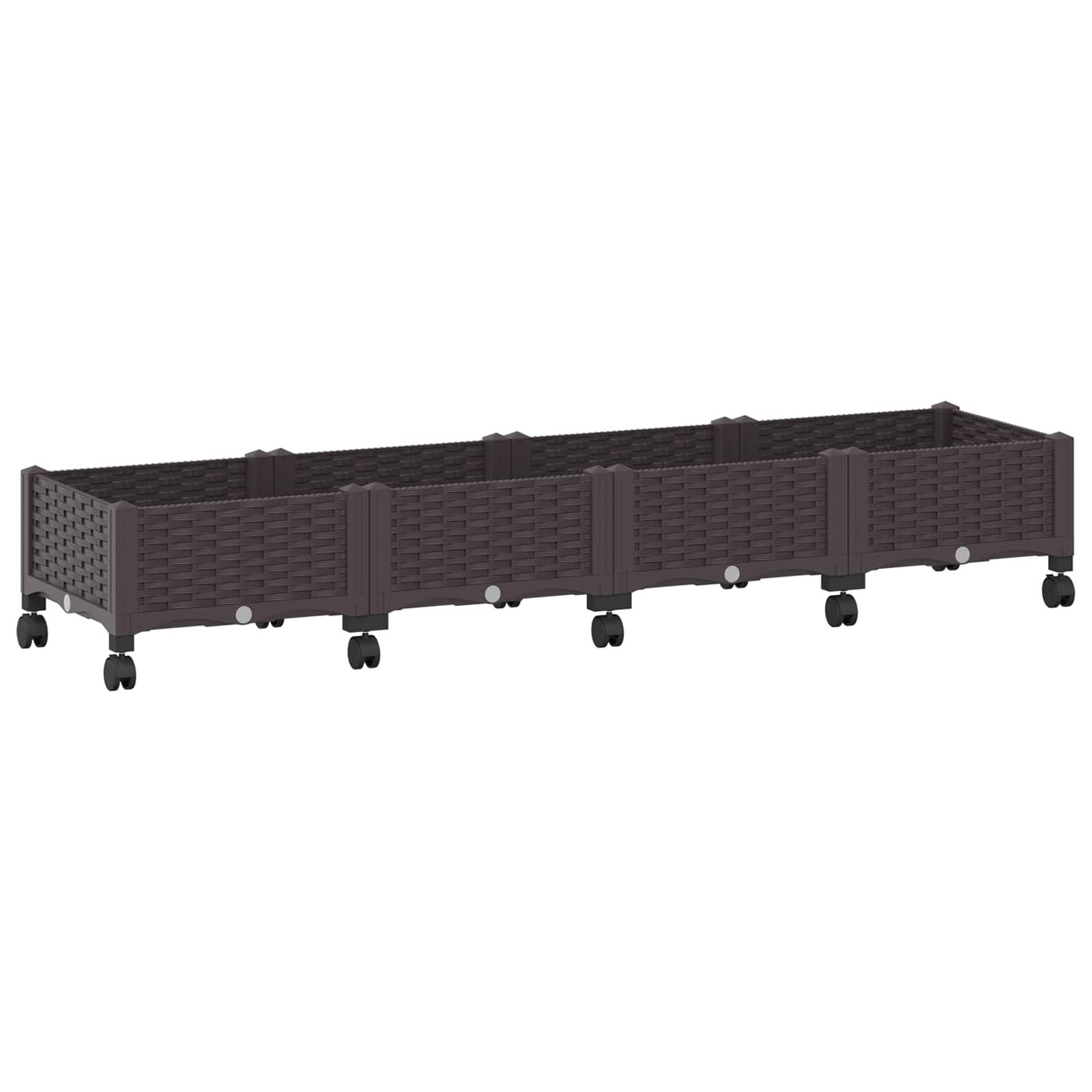 ComfortXL - Jardinière surélevée PP extérieur grande capacité sur roues 160x40x29cm Marron - ComfortXL Outdoor Living - Image 2