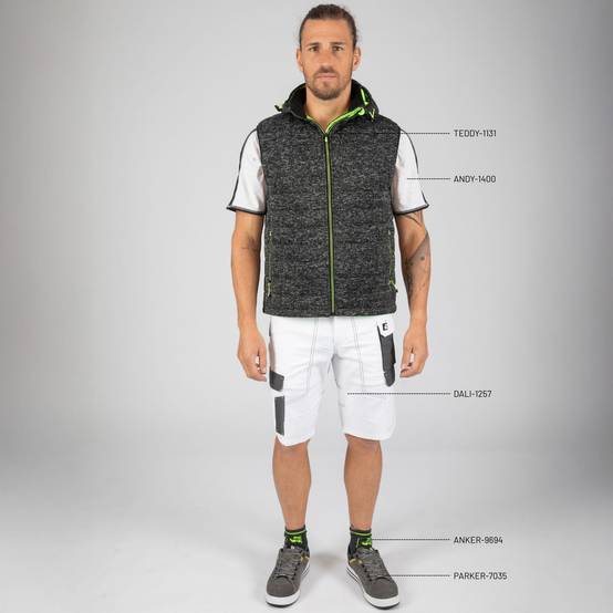 Nineworths - TEDDY - GILET SANS MANCHES DE TRAVAIL - 1131 | Noir / Jaune fluo - Image 2