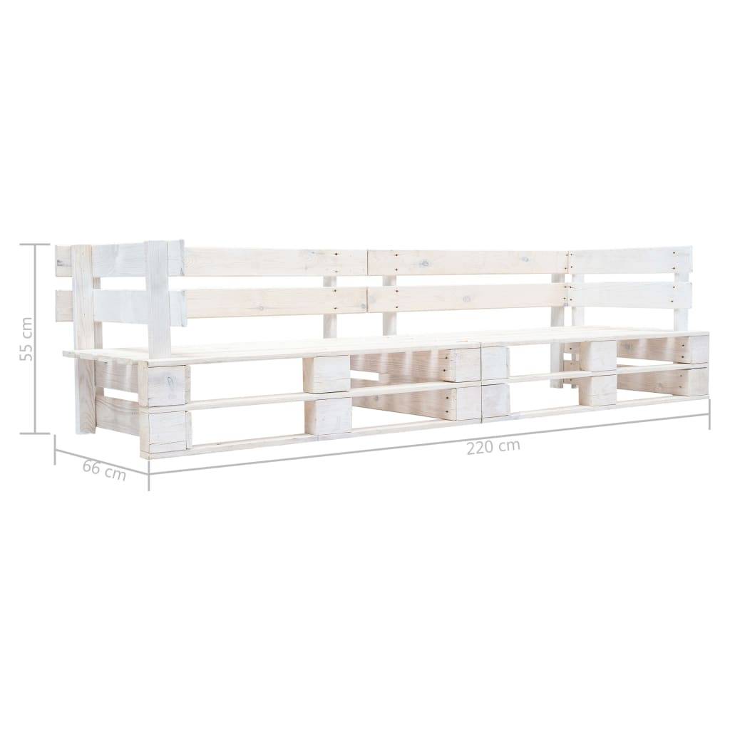 Helloshop26 - Canapé palette à 2 places de jardin 220 x 66 x 55 cm bois blanc - Image 3