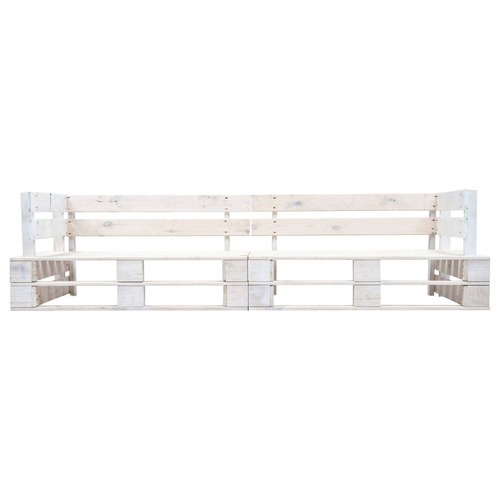 Helloshop26 - Canapé palette à 2 places de jardin 220 x 66 x 55 cm bois blanc - Image 2