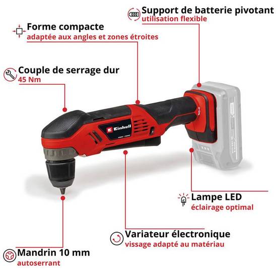 Einhell - Perceuse visseuse d'angle sans fil TE-AD 18 Li - Solo Einhell - Image 2