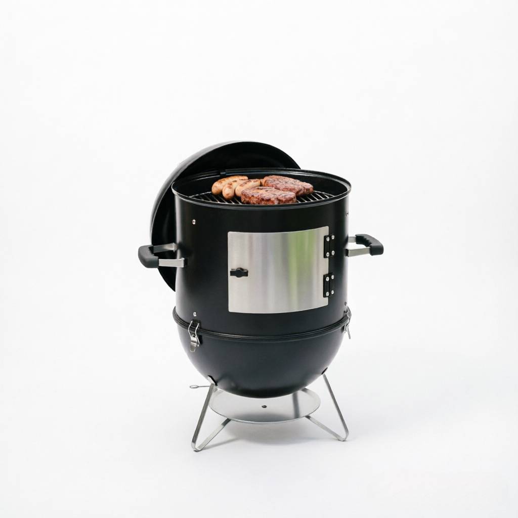 ComfortXL - Fumoir barbecue 3-en-1 en métal noir 62,5 x 47,5 x 91 cm 3 grilles avec thermomètre - ComfortXL Outdoor Living - Image 5