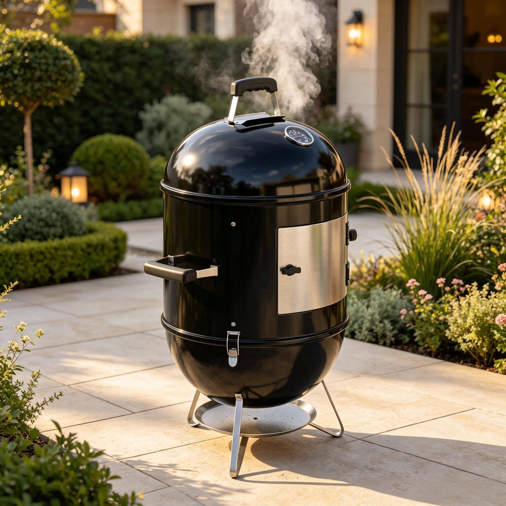 ComfortXL - Fumoir barbecue 3-en-1 en métal noir 62,5 x 47,5 x 91 cm 3 grilles avec thermomètre - ComfortXL Outdoor Living - Image 7
