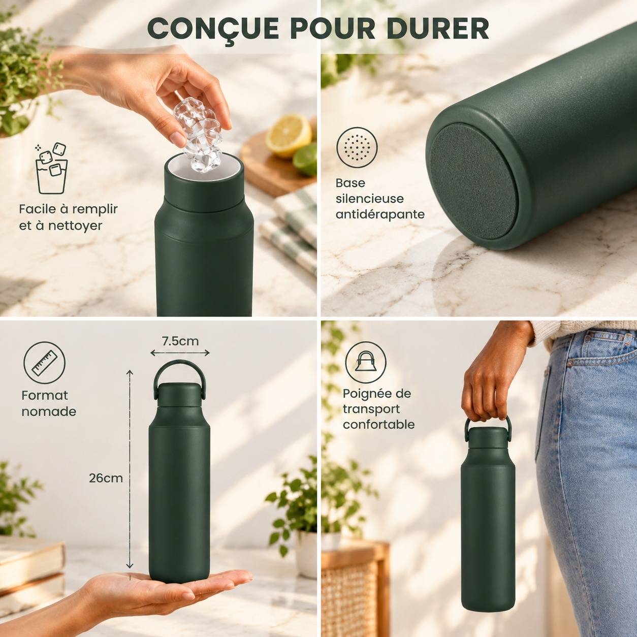 Bouteille Isotherme 600 Ml Céramique Garde Froid 24h Chaud 12h Anti Fuite - Image 6