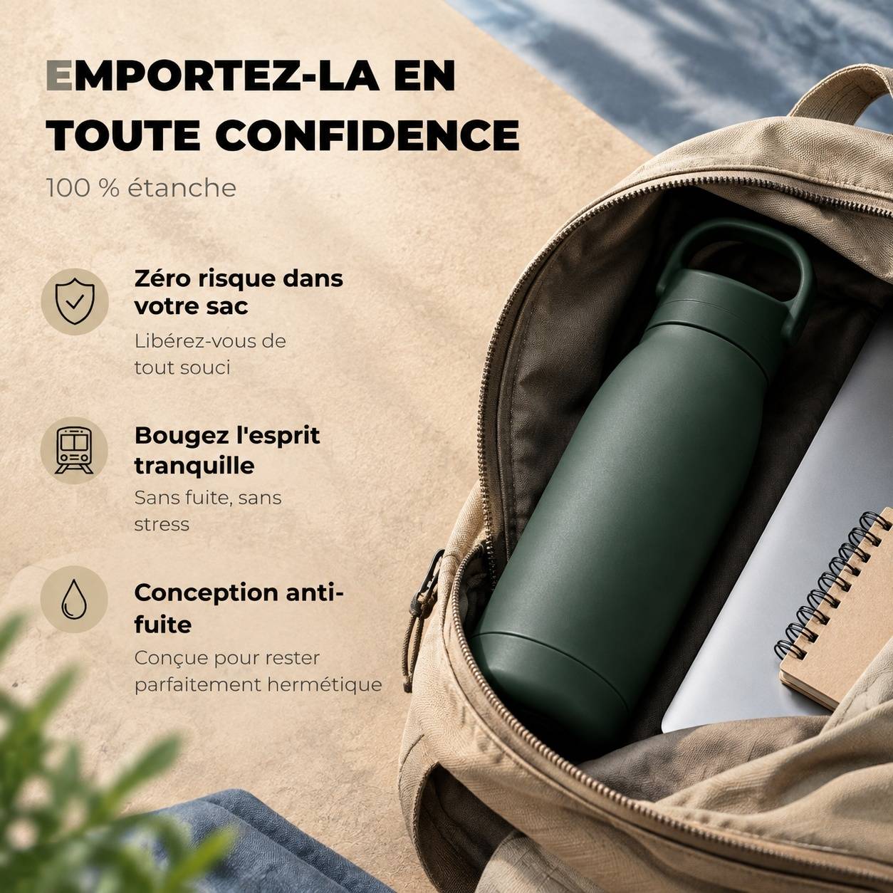 Bouteille Isotherme 600 Ml Céramique Garde Froid 24h Chaud 12h Anti Fuite - Image 3