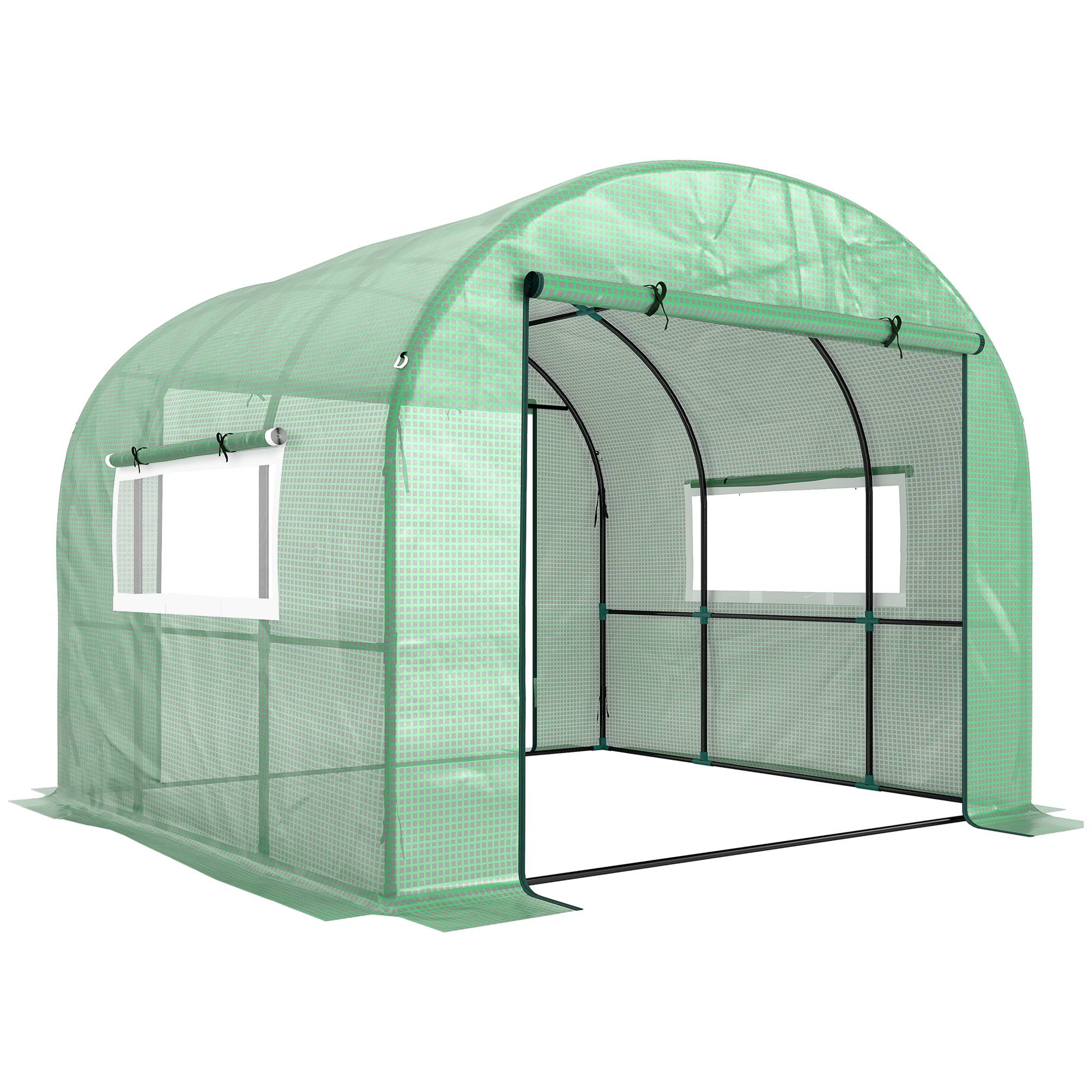 ComfortXL - Serre tunnel de jardin acier et PE 300 x 300 x 200 cm verte pour potager avec 2 portes - ComfortXL Outdoor Living - Image 2