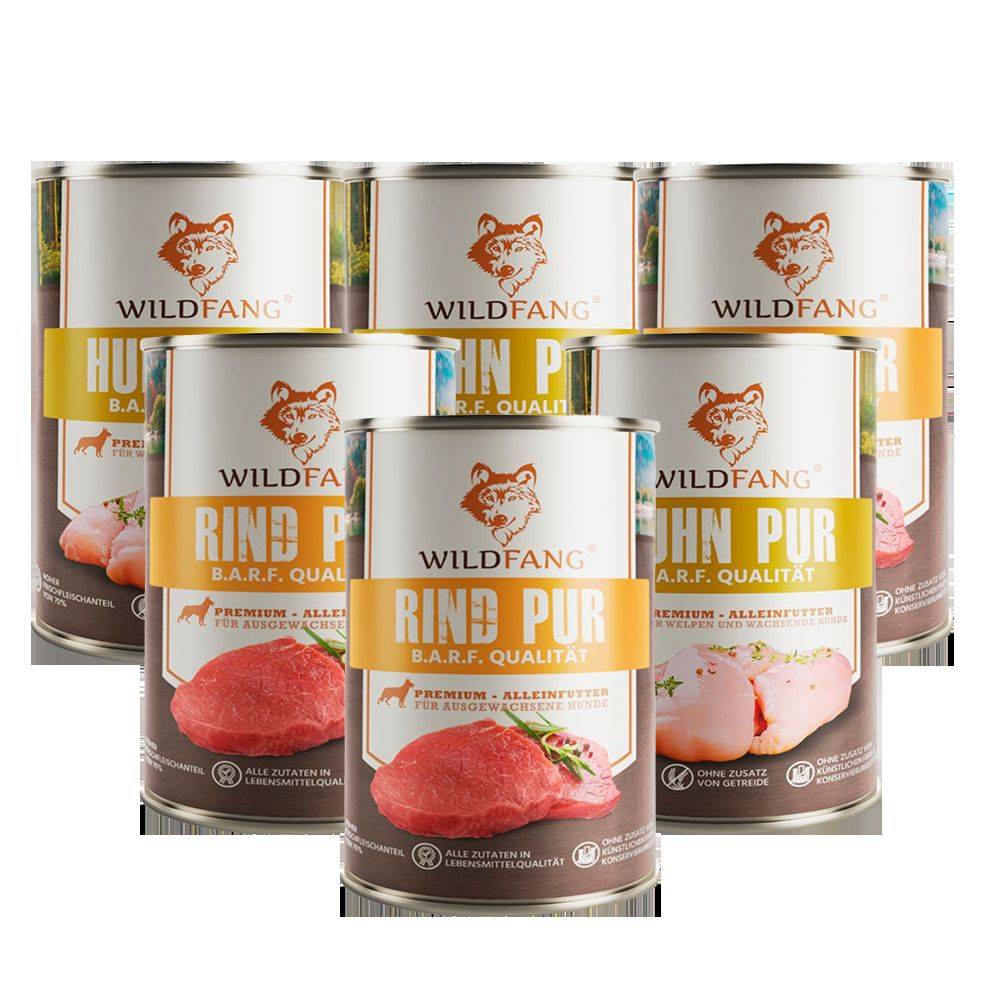 Wildfang - Wildfang - Mélange alimentaire humide 6 x 800g - Qualité du barf - Poulet et bœuf - Image 1