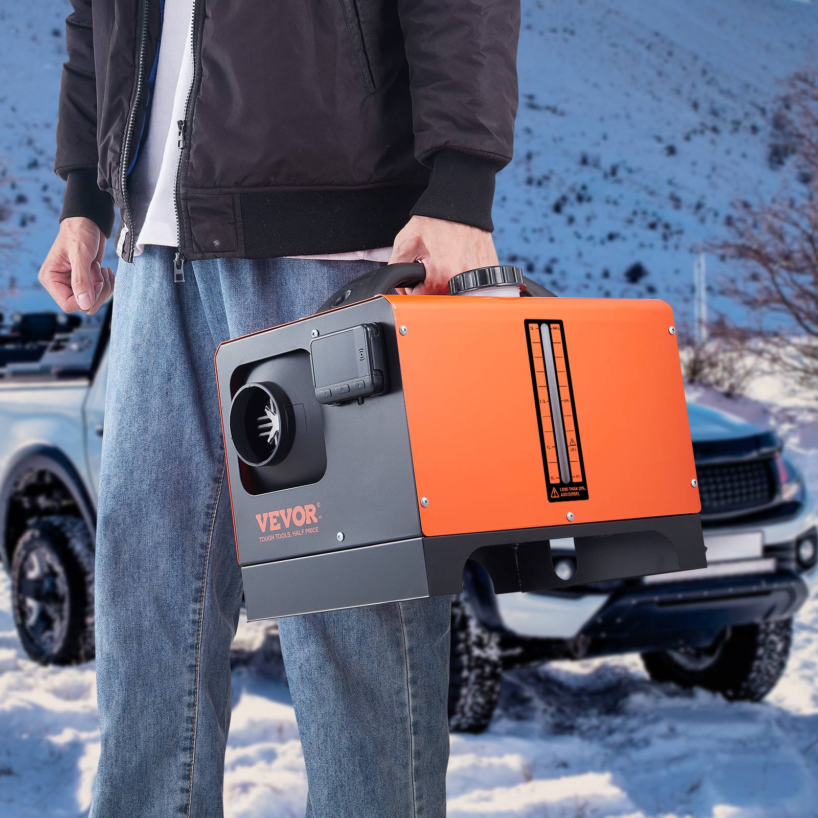 Vevor - VEVOR Chauffage diesel tout-en-un portable 8kW 12V, 0.16-0.62 L/h, réglable 8-36°C, LCD Bluetooth, réservoir 5L. - Image 8