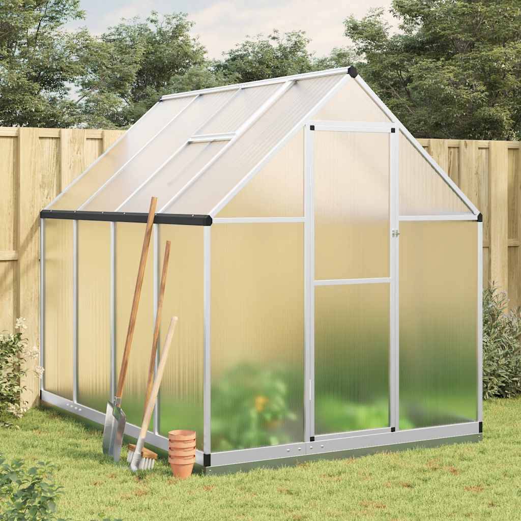 Serre aluminium et polycarbonate argenté 224 x 169 x 202 cm - PANGIVO - Image 1