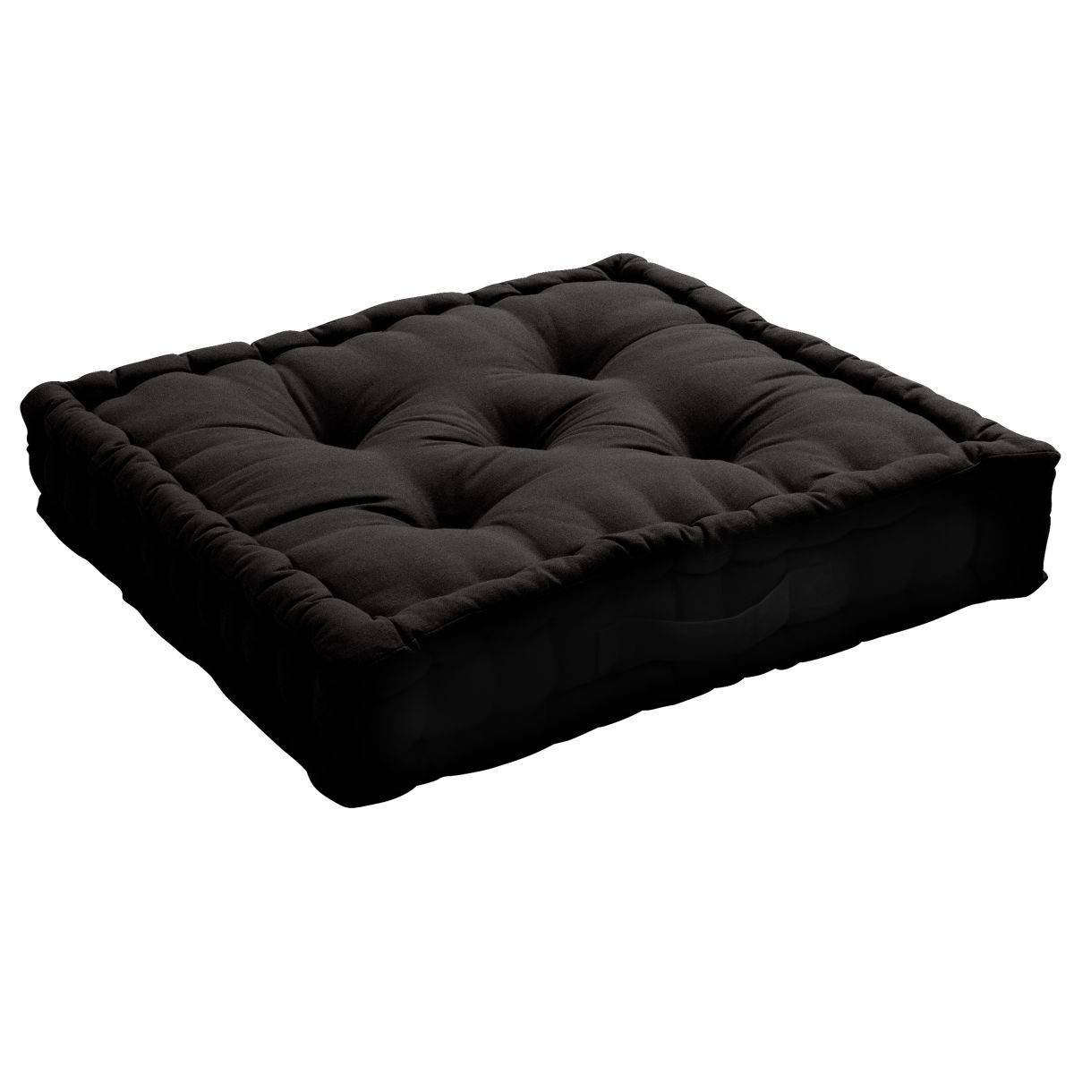 Enjoy Home - Coussin de Sol Uni "Panama" 50x50cm Noir - Image 1