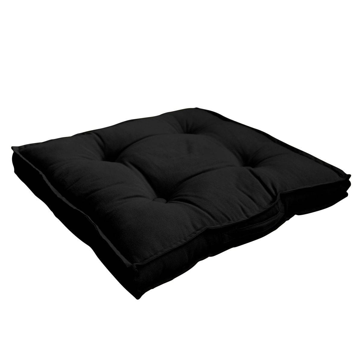 Enjoy Home - Coussin de Sol Uni "Panama" 50x50cm Noir - Image 2