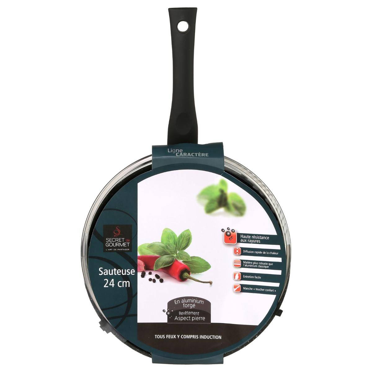 Sauteuse en Aluminium "Couvercle" 24cm Noir - Image 5
