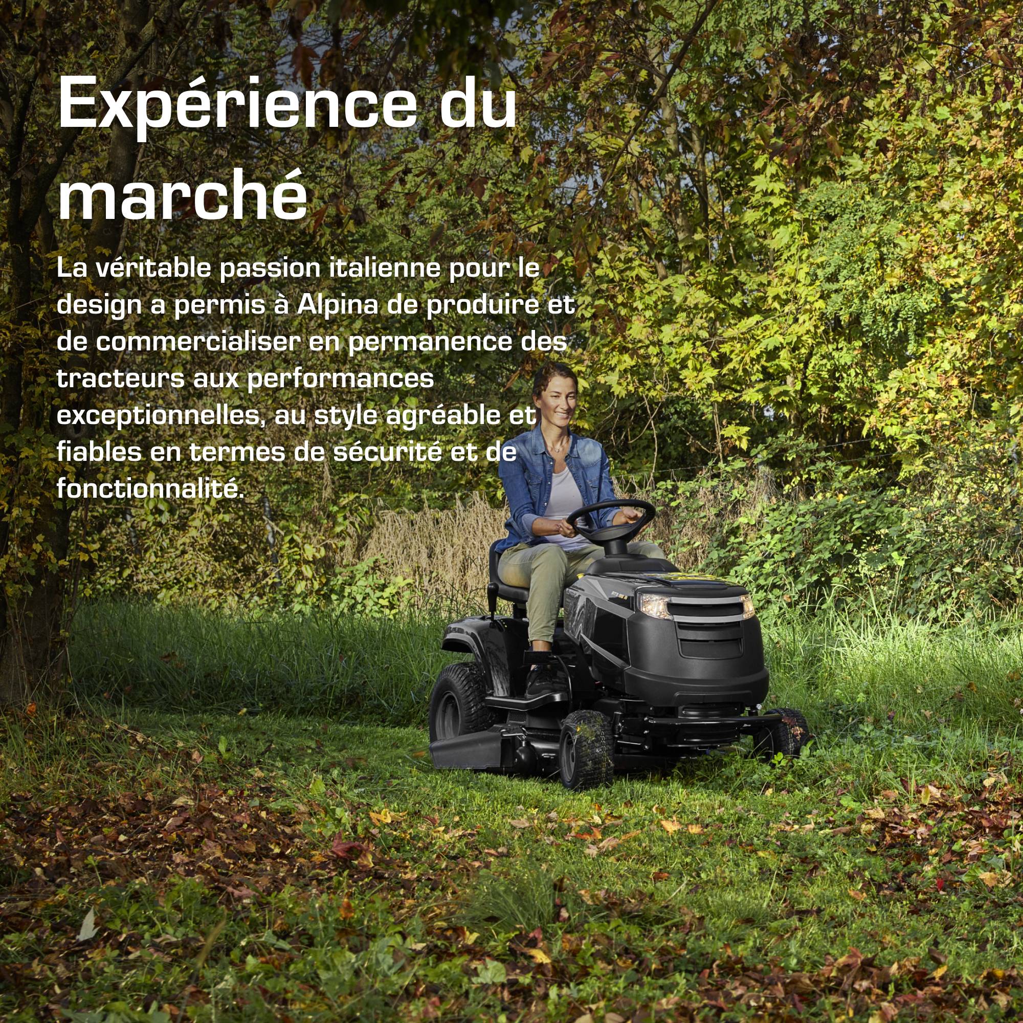 Alpina - Tracteur tondeuse AT3 98 A – Éjection latérale, coupe 98 cm, moteur STIGA 352 cm³, kit mulching inclus, démarrage électrique – Alpina - Image 3
