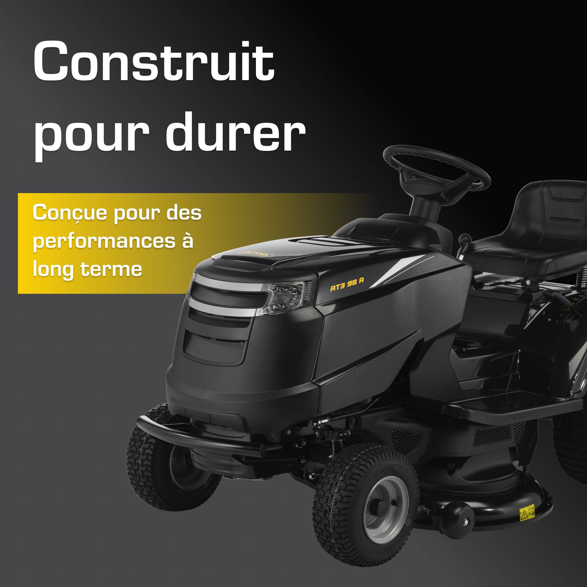 Alpina - Tracteur tondeuse AT3 98 A – Éjection latérale, coupe 98 cm, moteur STIGA 352 cm³, kit mulching inclus, démarrage électrique – Alpina - Image 5
